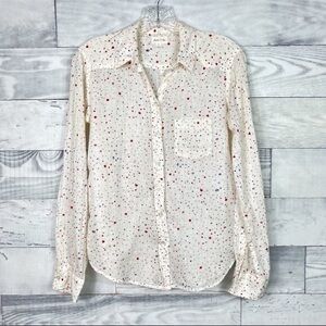 Anthropologie Meadow Rue Confetti Polka Dotted Button Up top